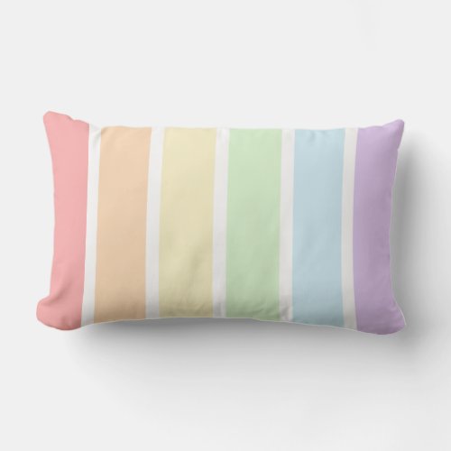 Pastel Rainbow Striped Lumbar Pillow