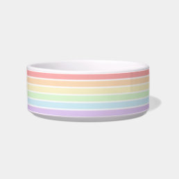 Pastel Rainbow Striped Medium Pet Bowl