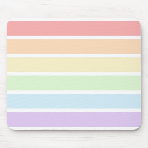 Pastel Rainbow Striped Mouse Pad