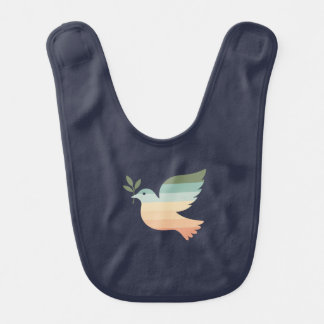 Pastel Rainbow Striped Peace Dove Baby Bib