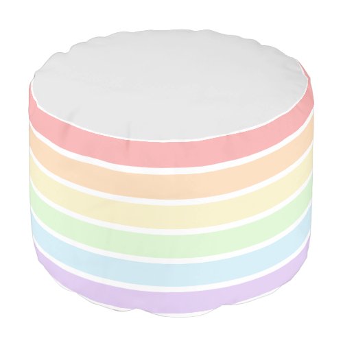 Pastel Rainbow Striped Round Pouf