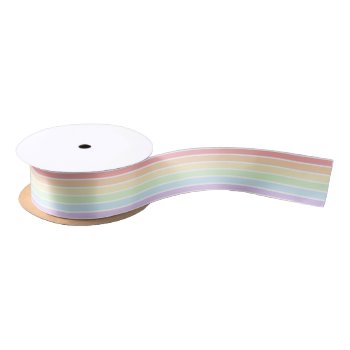 Pastel Rainbow Striped Satin Ribbon by FantasyCandy at Zazzle