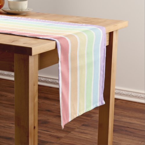 Pastel Rainbow Striped Short Table Runner