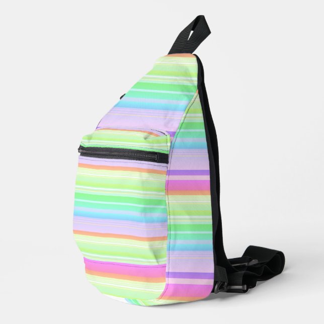 Pastel rainbow striped sling bag (Right Corner)