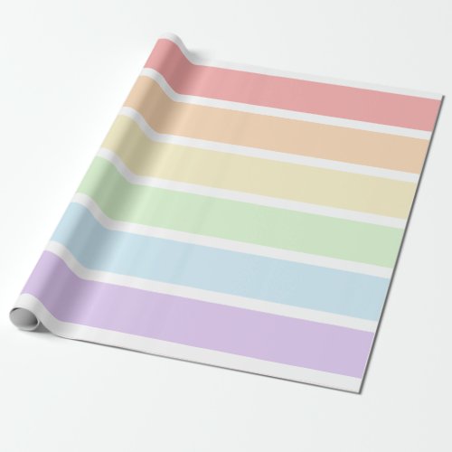 Pastel Rainbow Striped Wrapping Paper