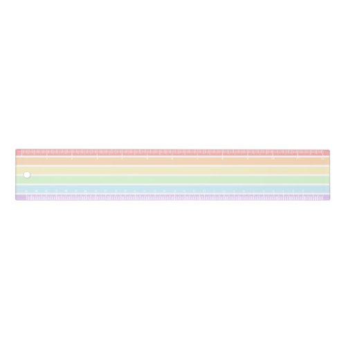Pastel Rainbow Stripes 12 inch Ruler