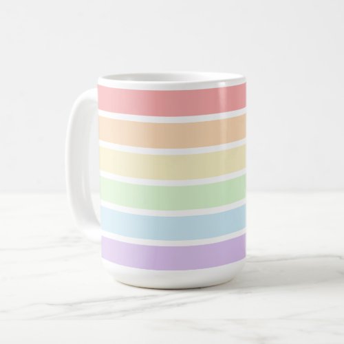 Pastel Rainbow Stripes 15 oz Mug