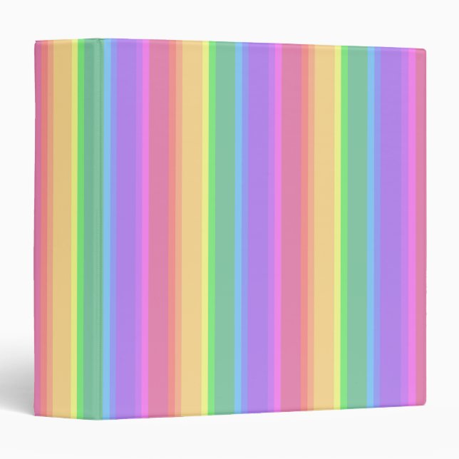 Pastel rainbow stripes 3 ring binder (Front/Spine)