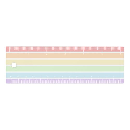 Pastel Rainbow Stripes 6 inch Ruler