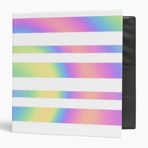 Pastel Rainbow Stripes Abstract Blur Art Design 3 Ring Binder
