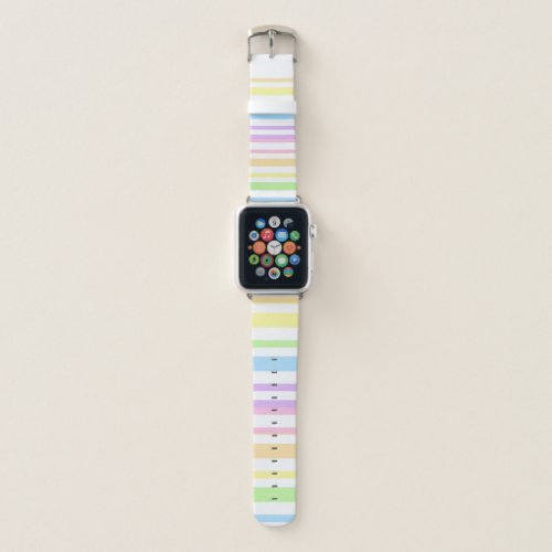 Pastel Rainbow Stripes Abstract Blur Art Design Apple Watch Band
