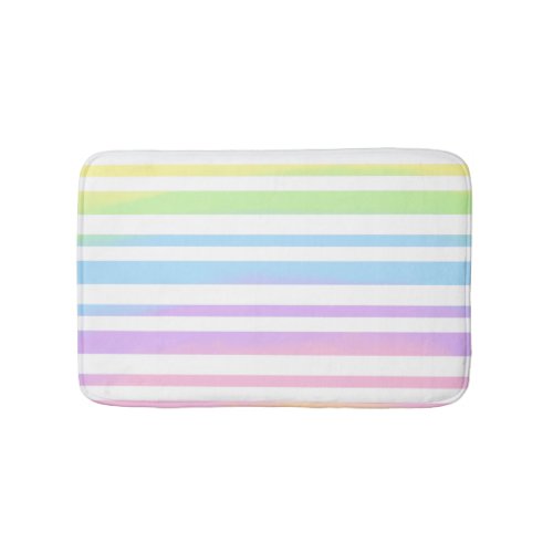 Pastel Rainbow Stripes Abstract Blur Art Design Bath Mat