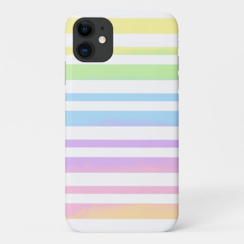 Pastel Rainbow Stripes Abstract Blur Art Design iPhone 11 Case