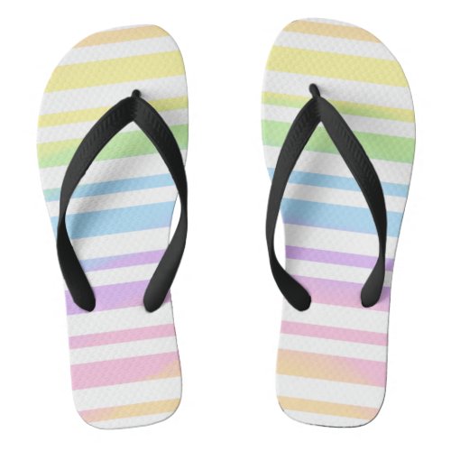 Pastel Rainbow Stripes Abstract Blur Art Design Flip Flops
