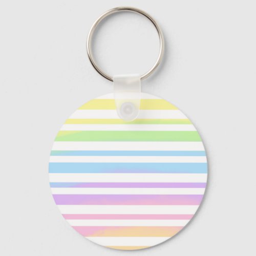 Pastel Rainbow Stripes Abstract Blur Art Design Keychain