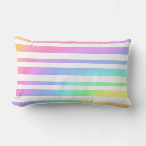 Pastel Rainbow Stripes Abstract Blur Art Design Lumbar Pillow