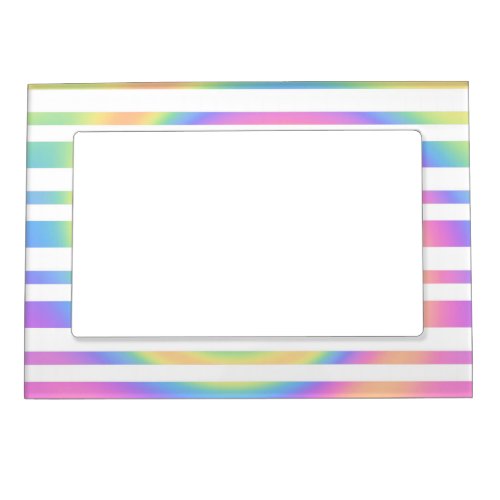Pastel Rainbow Stripes Abstract Blur Art Design Magnetic Frame