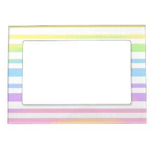Pastel Rainbow Stripes Abstract Blur Art Design Magnetic Frame
