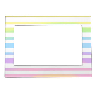 Pastel Rainbow Stripes Abstract Blur Art Design Magnetic Frame
