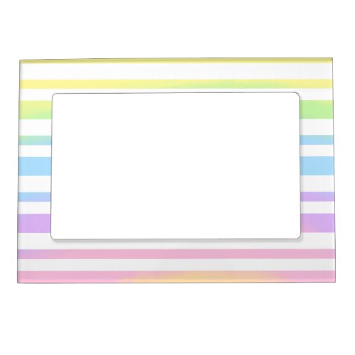 Pastel Rainbow Stripes Abstract Blur Art Design Magnetic Frame