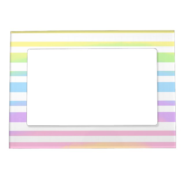 Pastel Rainbow Stripes Abstract Blur Art Design Magnetic Frame (Front)