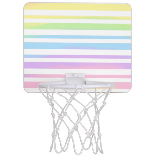 Pastel Rainbow Stripes Abstract Blur Art Design Mini Basketball Hoop