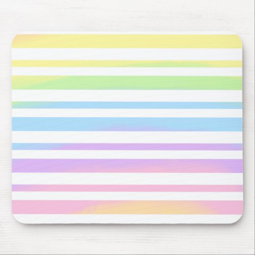 Pastel Rainbow Stripes Abstract Blur Art Design Mouse Pad