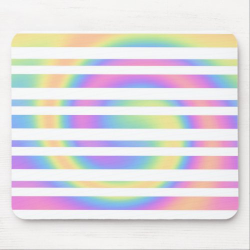Pastel Rainbow Stripes Abstract Blur Art Design Mouse Pad