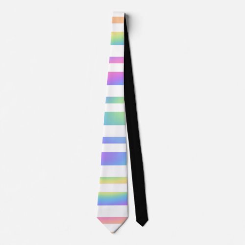 Pastel Rainbow Stripes Abstract Blur Art Design Neck Tie