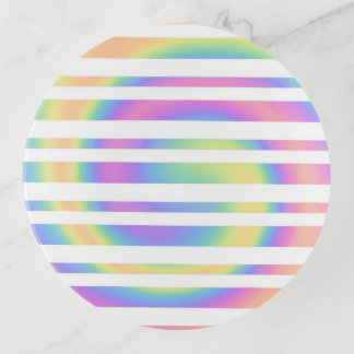 Pastel Rainbow Stripes Abstract Blur Art Design Trinket Tray