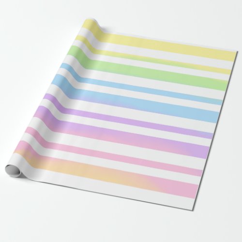 Pastel Rainbow Stripes Abstract Blur Art Design Wrapping Paper