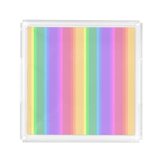 Pastel rainbow stripes acrylic tray (Front)