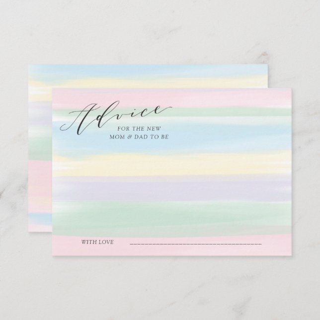 Pastel Rainbow Stripes Advice Card Baby Shower (Front/Back)