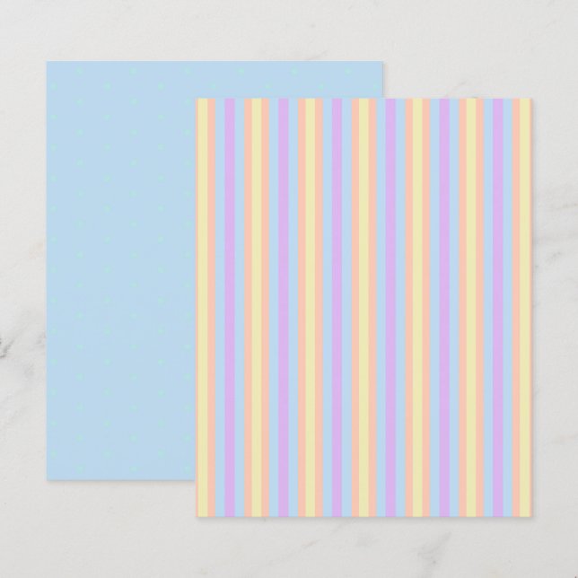 Pastel Rainbow Stripes and Spots Scrapbook Paper (Front/Back)