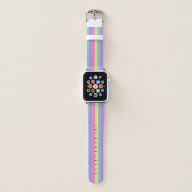 Pastel rainbow stripes apple watch band (Front)