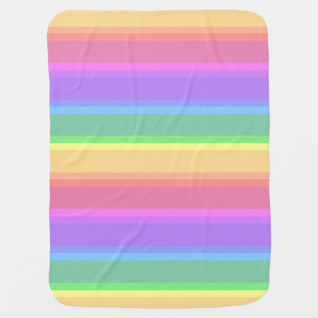 Pastel rainbow stripes baby blanket (Front)