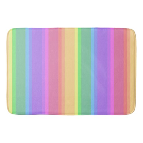 Pastel rainbow stripes bath mat