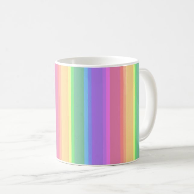 Pastel rainbow stripes coffee mug (Front Right)
