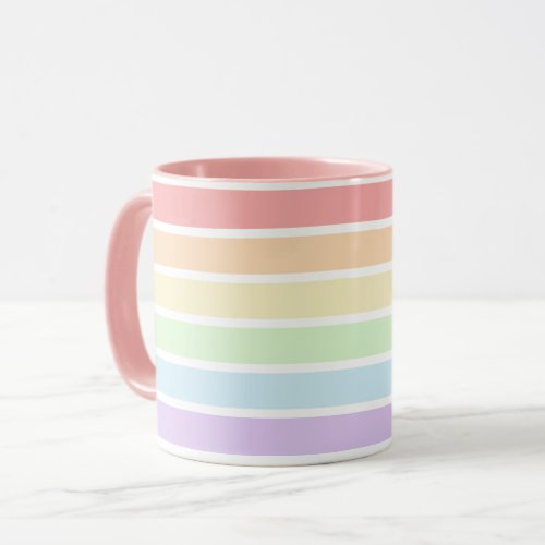 Pastel Rainbow Stripes Combo Mug