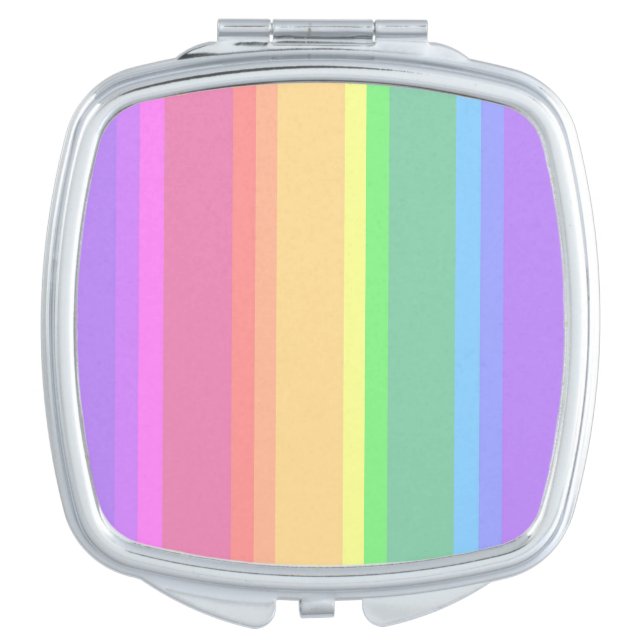 Pastel rainbow stripes compact mirror (Front)