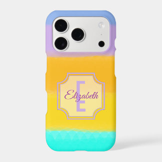 Pastel Rainbow Stripes Custom Name Monogram iPhone 17 Pro Case