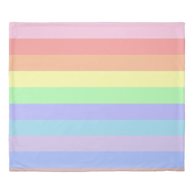 Pastel Rainbow Stripes Duvet Cover (Front)