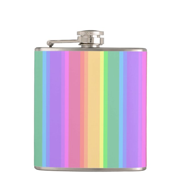 Pastel rainbow stripes flask (Front)