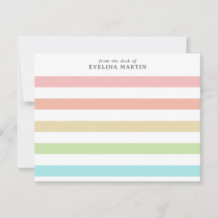Pastel Rainbow Stripes From the Desk Of Note Card