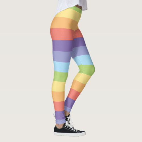 Pastel rainbow stripes Gay Pride Leggings