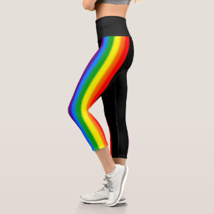Ladies Womens Rainbow Striped Leggings Hot Pants Crop Top Gay