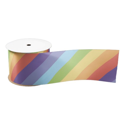 Pastel rainbow stripes Gay Pride Satin Ribbon