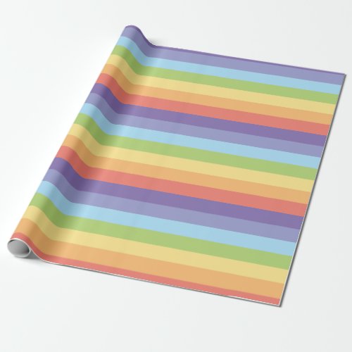 Pastel rainbow stripes Gay Pride Wrapping Paper