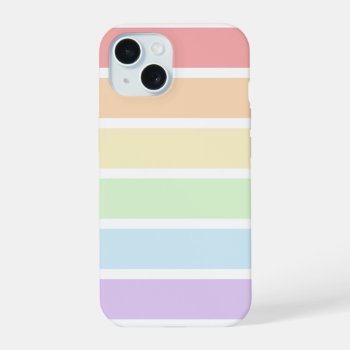 Pastel Rainbow Stripes Iphone 15 Case by FantasyCases at Zazzle