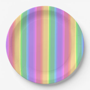 Pastel rainbow stripes paper plates